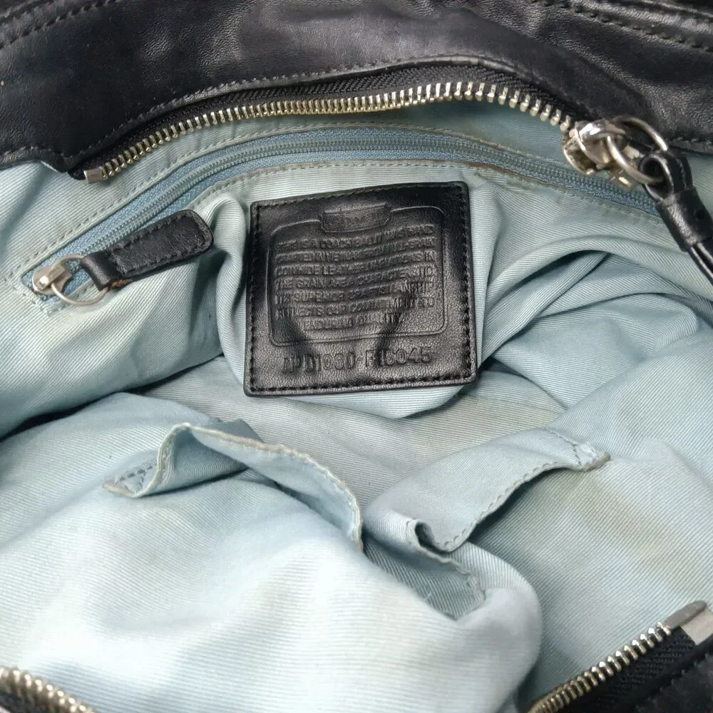 Coach Soho Pleated Black Leather Tote Bag F15045 Vintage Y2K